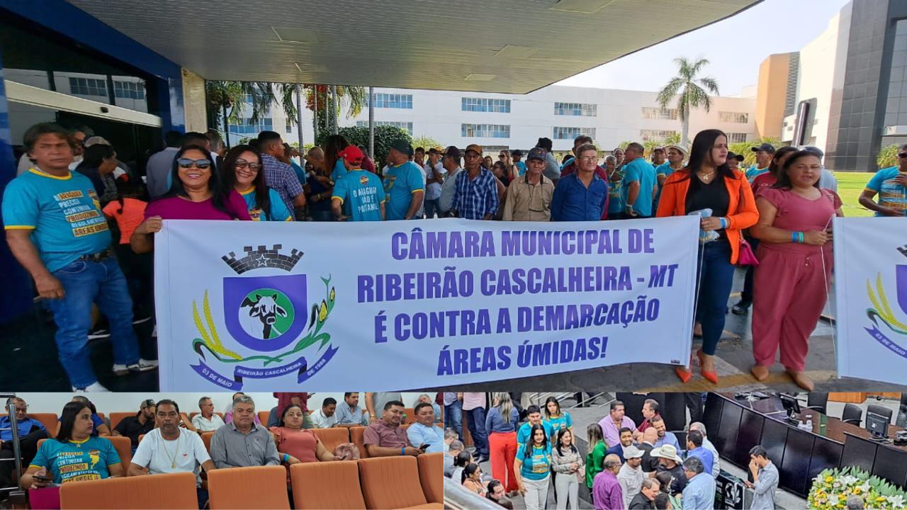 Os Vereadores de Ribeirão Cascalheira estão em Cuiabá nesse momento em manifestação contra a “Demarcação de Áreas Úmidas