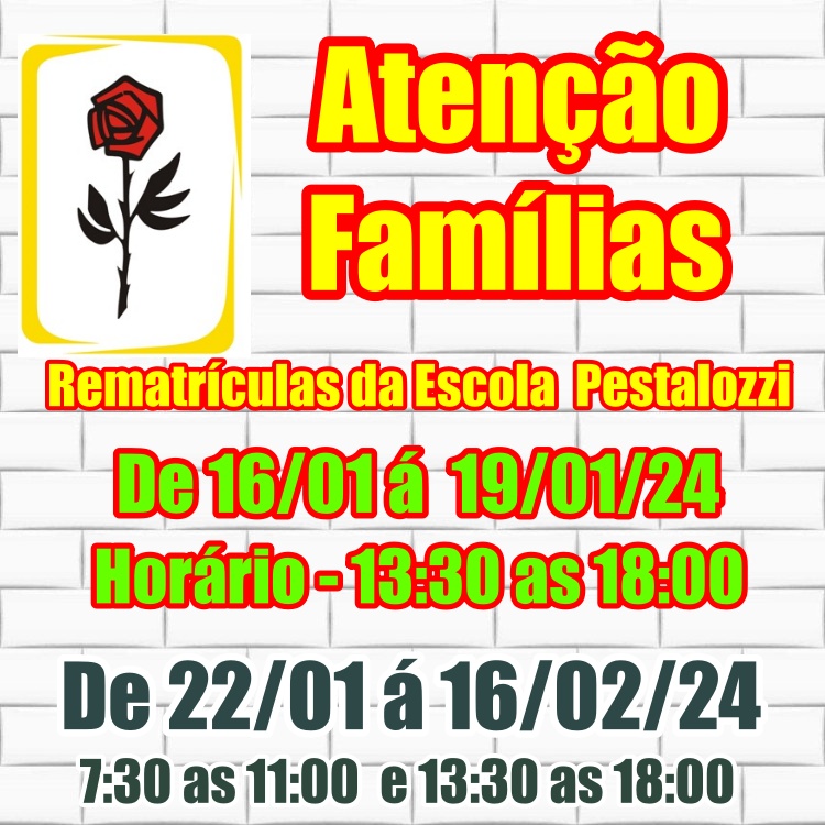 Rematrículas da Escola Pestalozzi iniciam em Água Boa