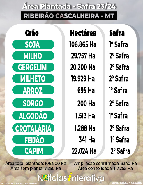 Sec. de Agricultura informa área plantada no município