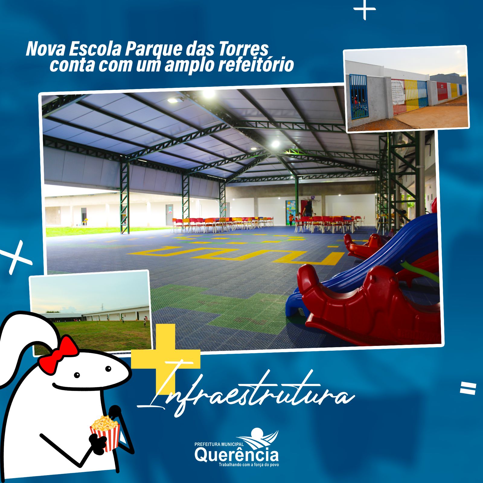 Foto Reprodução Nova escola municipal de Querência conta com amplo refeitório