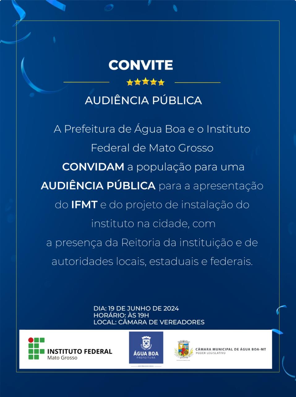 Audiência Pública sobre projeto de instalação do IFMT
