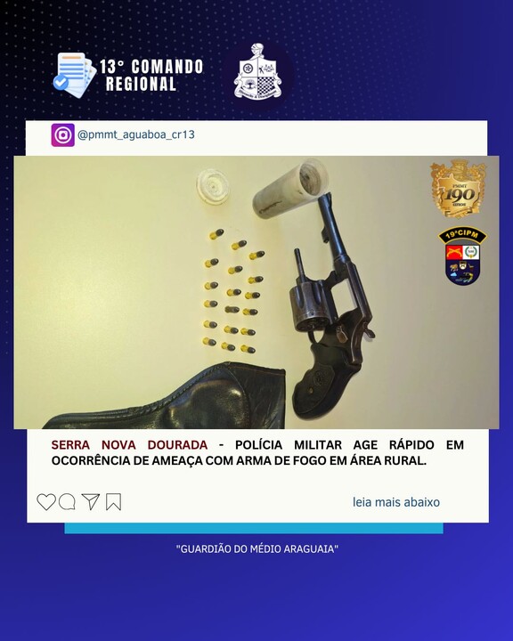 Polícia Militar age rápido em ocorrência de ameaça com arma de fogo em área rural