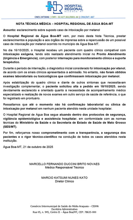Nota metanol hospital regional