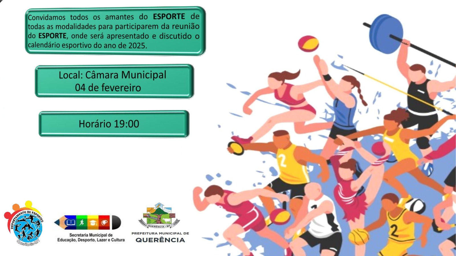Foto Reprodução SEMEC realiza convite para a Reunião do Esporte 2025 em Querência