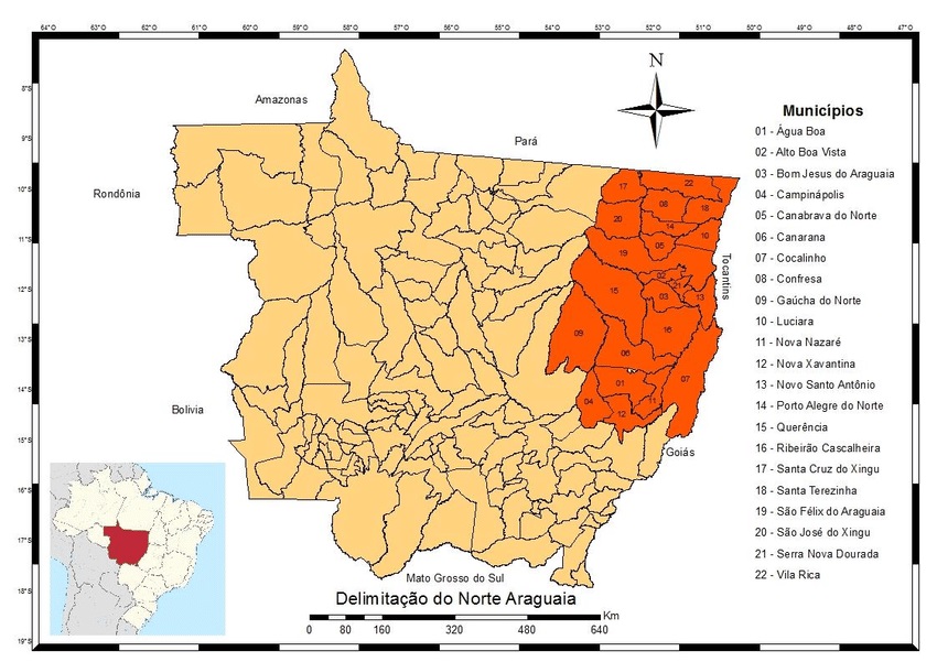 Figura 1 Mapa de delineamento da regiao Norte Araguaia Fonte SEPLAN MT IMEA