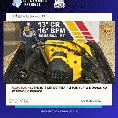 Homem embriagado é detido por furto e danos à viatura da Polícia Militar em Água Boa